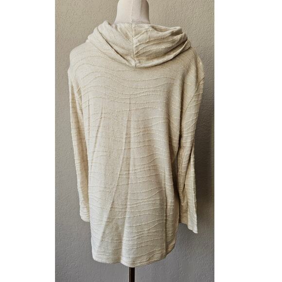 Multiples 3/4 Sleeve Cowl Collar Side Drawstring‎ Tunic Top Women Size S Cream - Picture 4 of 8